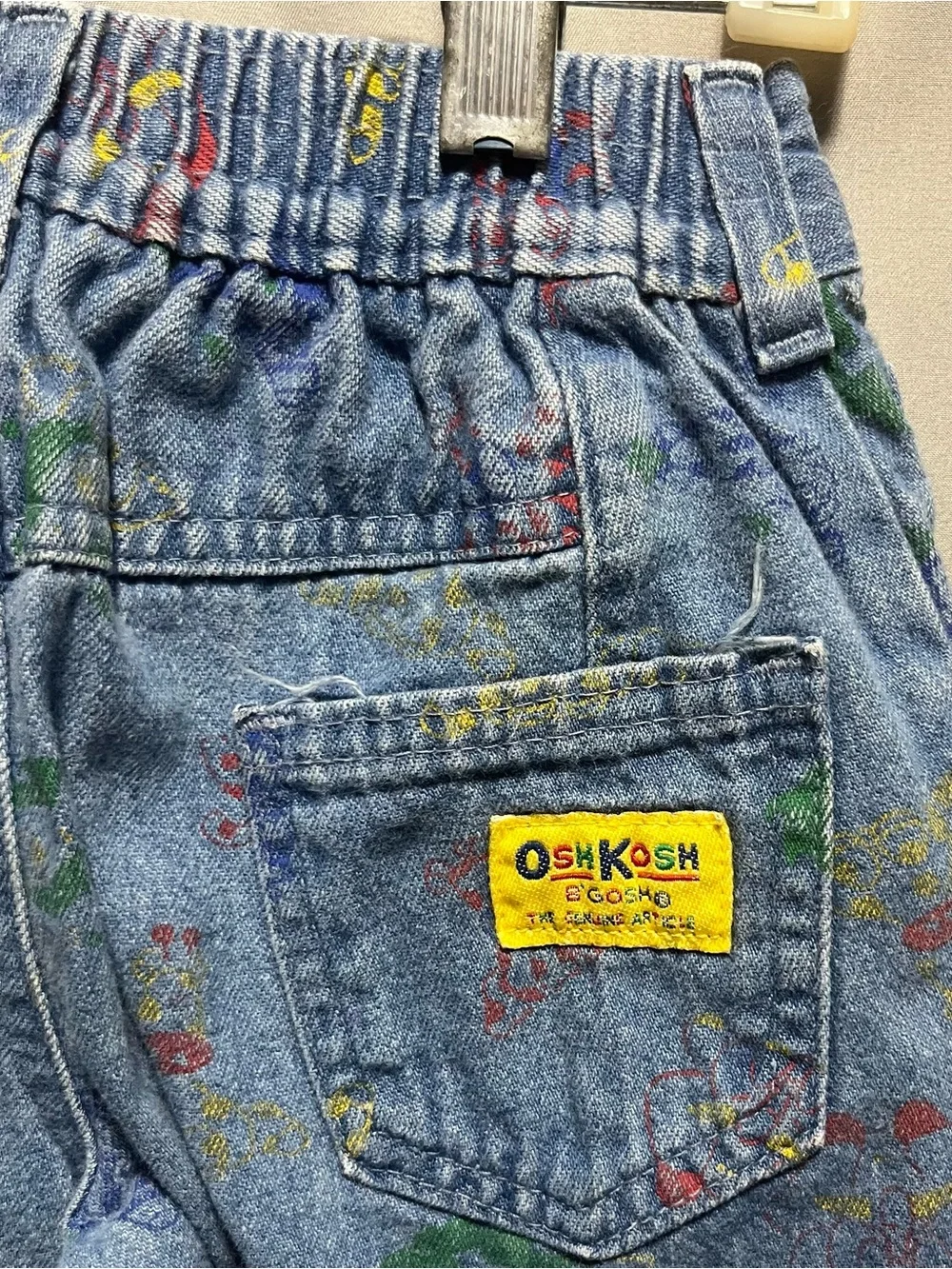 Vintage OshKosh B’Gosh Printed Denim Jeans 3T 90s Toddler USA Made